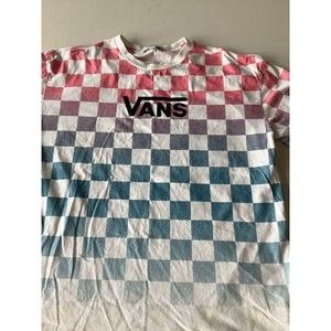 Vans Checkered Men’s T Shirt Size Medium Blue To Red Ombré P3